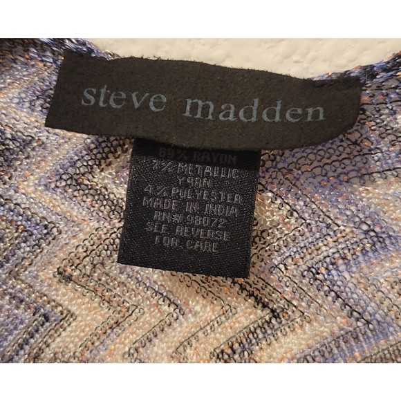 Steve Madden Women's Open Cardigan Kimono Chevron Gray Blue Metallic Gold OS - Picture 5 of 6